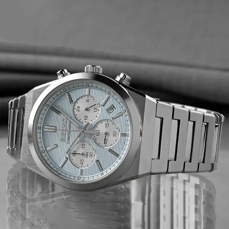 Seiko Chronograph Sporty Ice Blue Dial Quartz Watch- SSB459P1